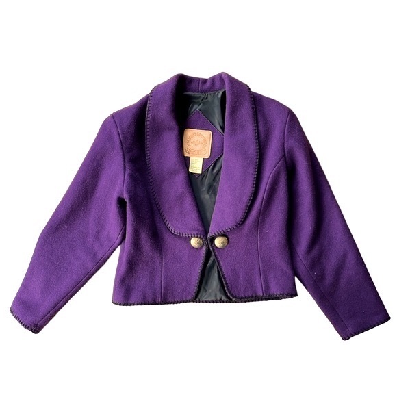 Vintage Western Coat Purple Wool Retro Southwest Blazer Jacket Size Small - Picture 2 of 7